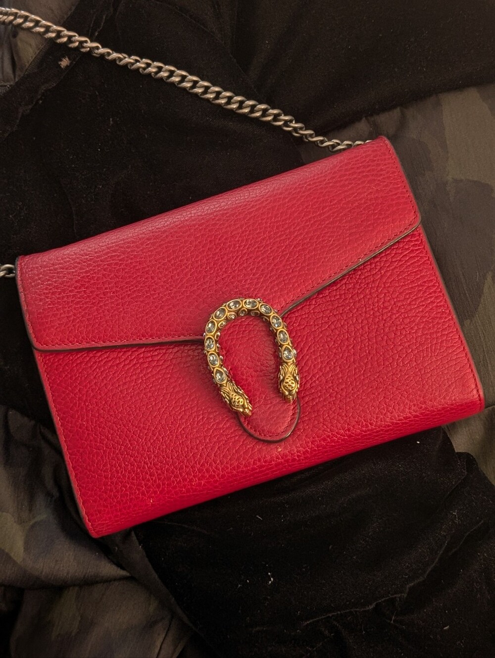 Gucci Dionysus Chain Wallet Shoulder Bag Red Leather